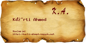 Kürti Ahmed névjegykártya